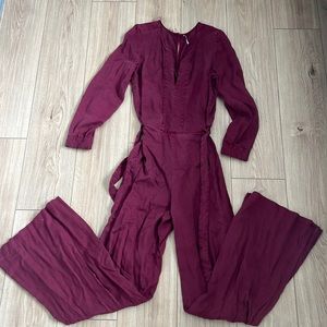 Free People Burgundy Jumpsuit